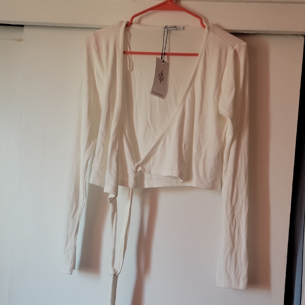 Stradivarius Cream Wrap Blouse